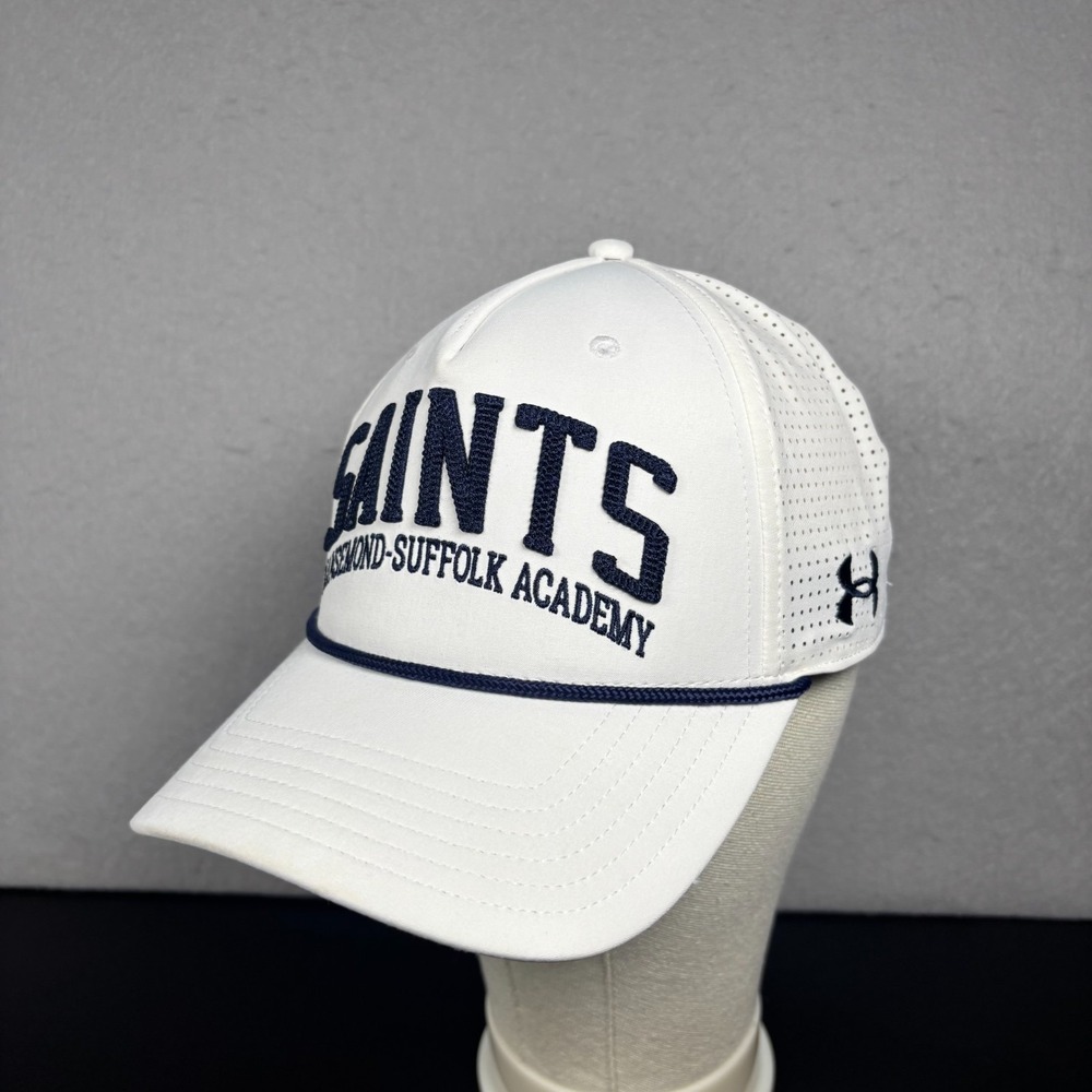 Under Armour Nansemond-Suffolk Academy Saints Trucker Hat Cap White Navy Rope